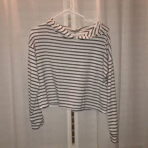 black and white striped hooded top